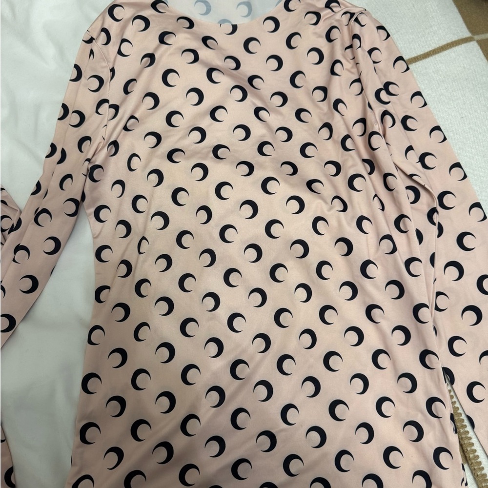 Pink Long Sleeve Top with Black Crescent Print